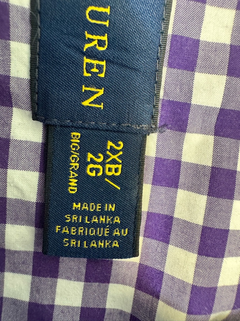 Ralph Lauren Shirt Men Size 2XB Big LS Button Up Classic Fit Gingham Purple Pony - Picture 4 of 9